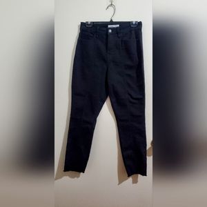 Mid-Rise Fringe Hem Ankle black Jeans